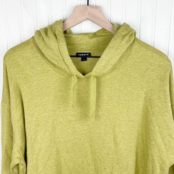 Torrid Relaxed Ultra Soft Fleece Drop Shoulder Hoodie Pea Green Yellow Size 1X - Picture 5 of 9